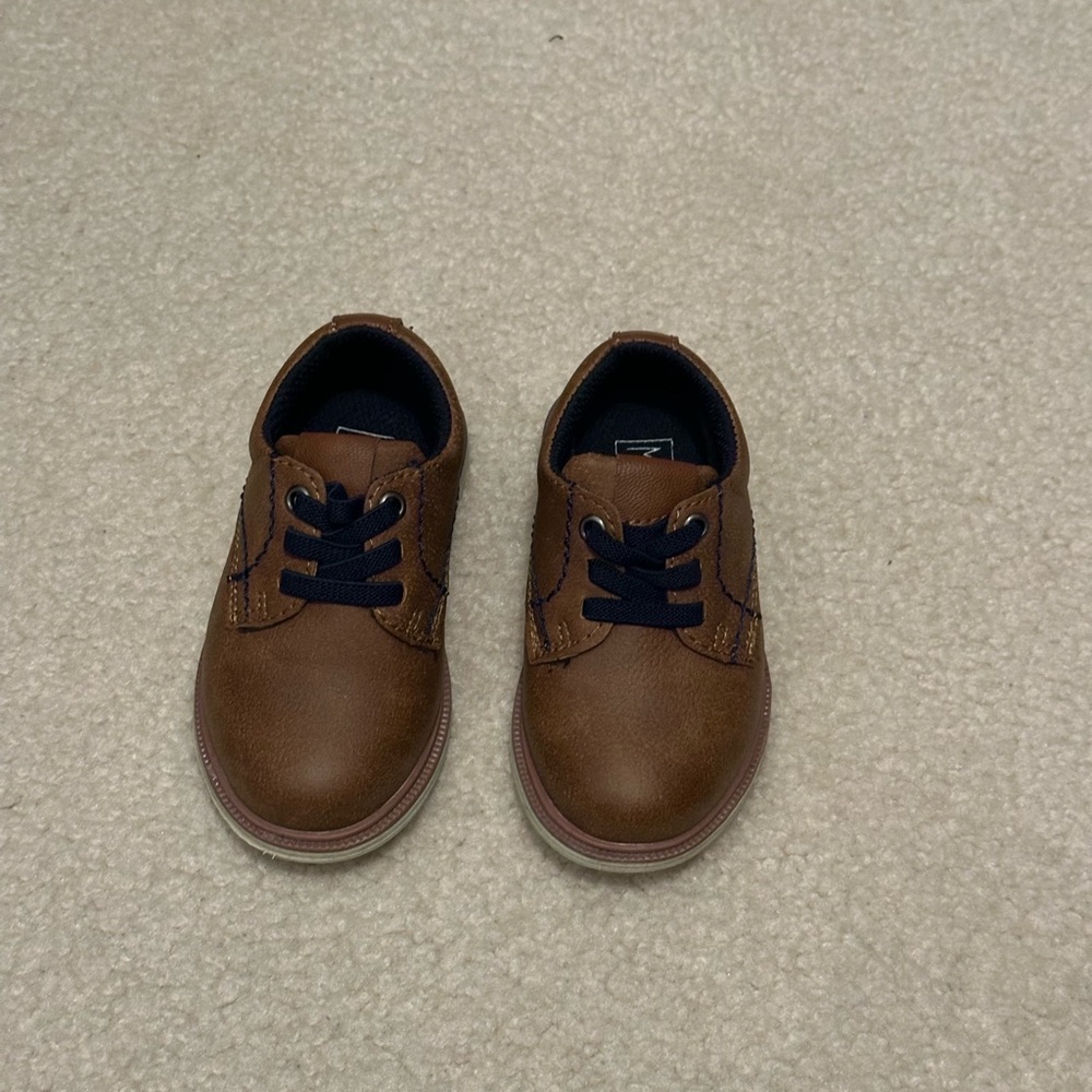 Max & Jake Brown Toddler Shoes with Navy Accents
